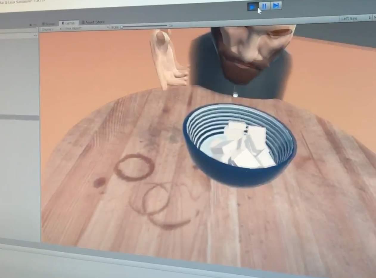 Screen capture of a person and their video recreated in Virtual Reality